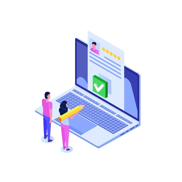 Votación en línea, votación electrónica, concepto isométrico del sistema de internet electoral.