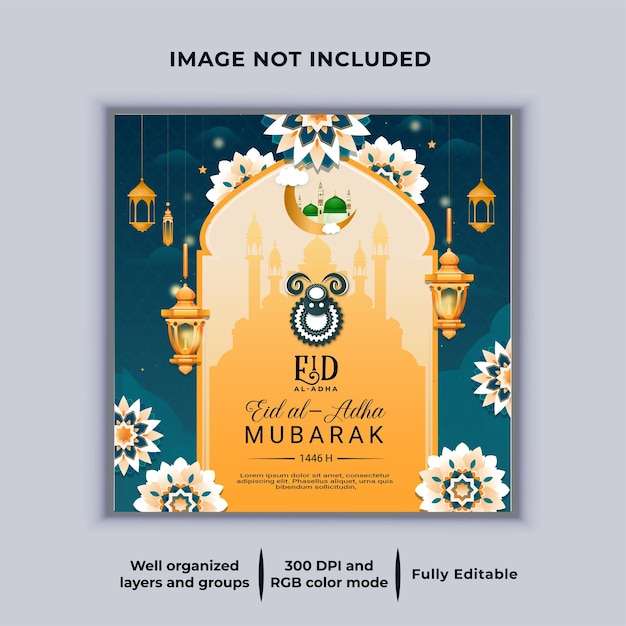 Voy a crear una fantástica tarjeta de felicitación de Eid al Adha Mubarak