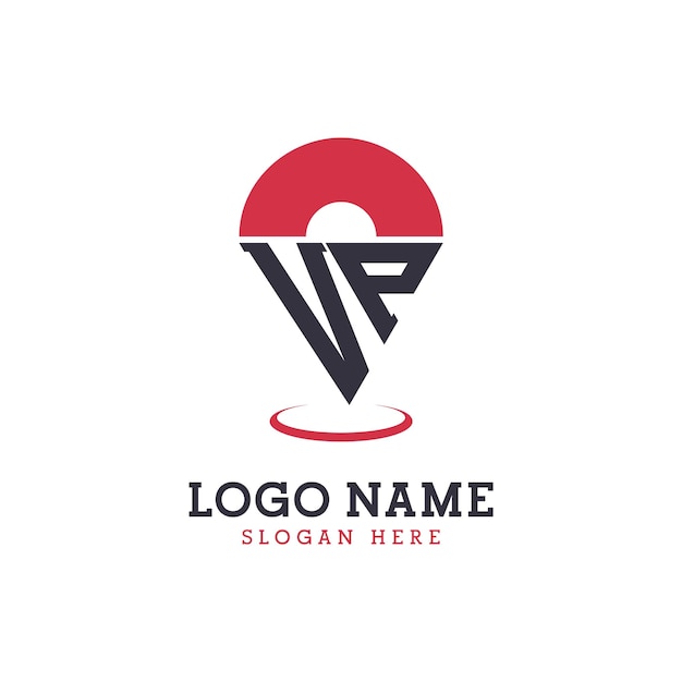VP Diseño de icono de ubicación Logotipo moderno de VP Pinpoint para aplicaciones de mapas de navegación y negocios basados en la ubicación