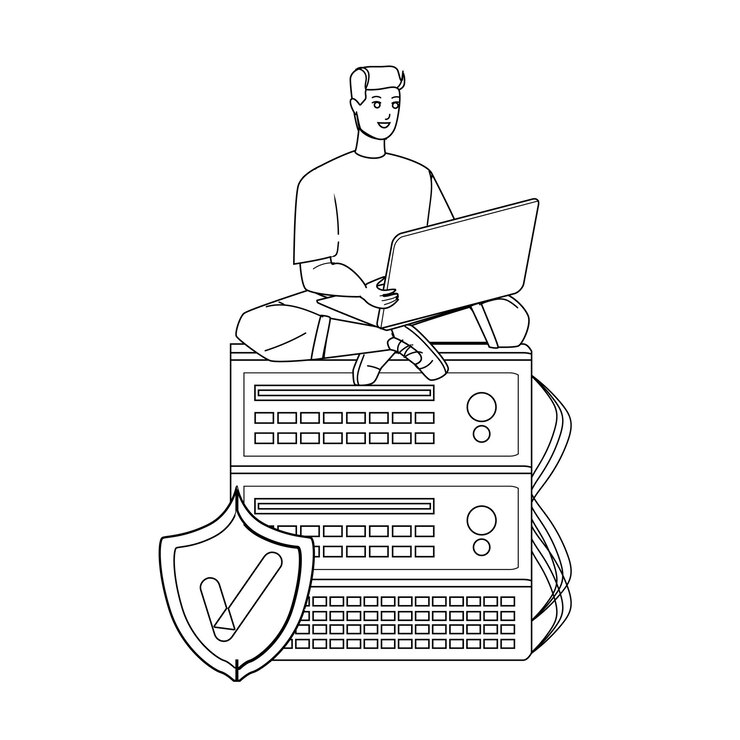 Vector vps hosting servicio de internet usando man vector