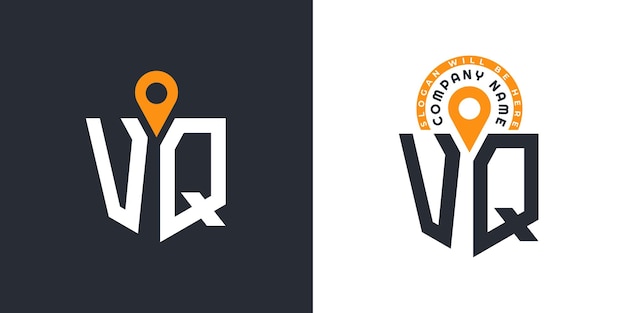 VQ Location Logo Bundle Letter VQ Logo Dual Vector Icons para el reclutamiento y la navegación