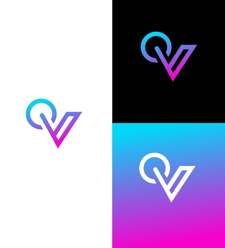 Vector vq qv letrero logotipo símbolo de signo de identidad