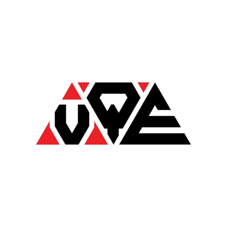 Vector vqe diseño de logotipo de letra triangular con forma de triángulo vqe triángulo diseño del logotipo monograma vqe vector triángulo plantilla del logotipo con color rojo vqe logotipo triangular simple elegante y lujoso logotipo vqe