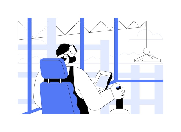 VR en la ilustración de vector de concepto abstracto de construcción