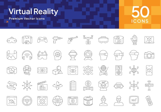 VR y Virtual Reality Icon Pack para simulaciones de juegos y tecnología inmersiva