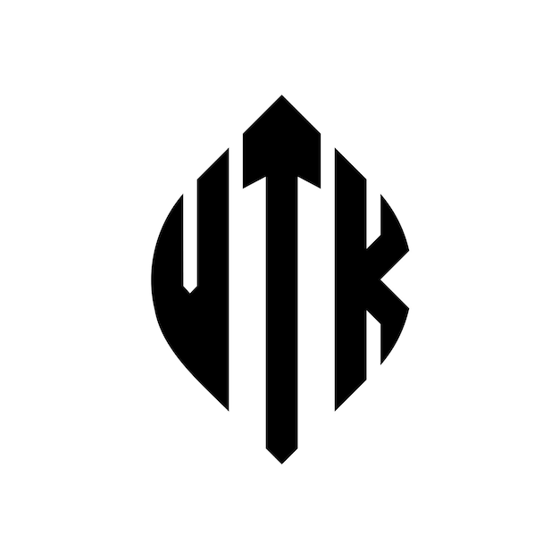 Vector vtk diseño de logotipo de letras circulares con forma de círculo y elipse vtk letras elípticas con estilo tipográfico las tres iniciales forman un logotipo de círculo vtk círculo emblema monograma abstracto letra marca vector