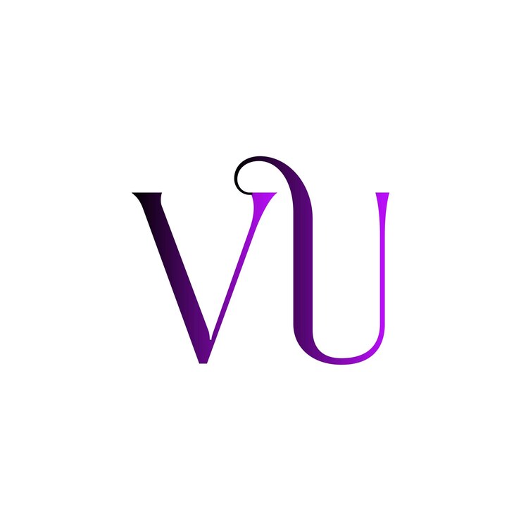 Vector vu logo monogram lettermark initial elegant logo typography purple gradient