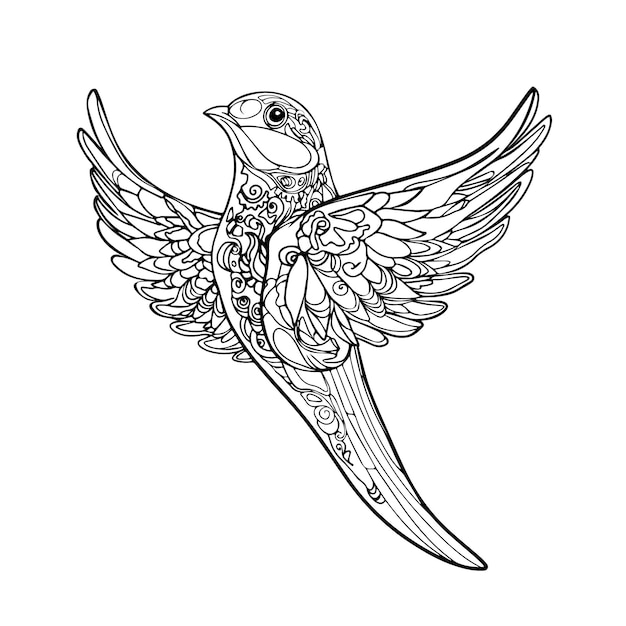 El vuelo del pájaro golondrina ilustración vectorial el tatuaje del pájaro golondrina volador ilustración del logotipo vintage