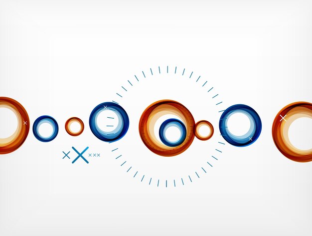 Vuelo rojo y azul círculos abstractos vectoriales color de fondo geométrico burbujas de aire plantilla de banner web presentación de negocios o tecnología fondo o elementos ilustración vectorial