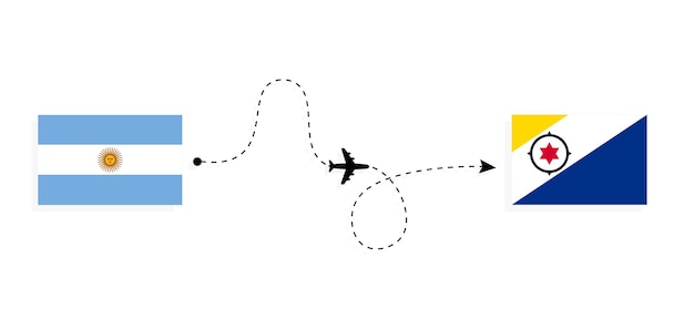 Vuelo y viaje desde Argentina a Bonaire en avión de pasajeros Concepto de viaje