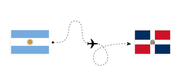 Vuelo y viaje de Argentina a República Dominicana en avión de pasajeros Concepto de viaje