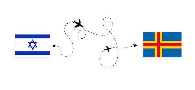 Vuelo y viaje de Israel a Aland en avión de pasajeros Concepto de viaje