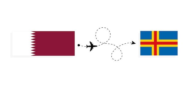 Vuelo y viaje de Qatar a Aland en avión de pasajeros Concepto de viaje