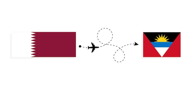 Vuelo y viaje de Qatar a Antigua y Barbuda en avión de pasajeros Concepto de viaje