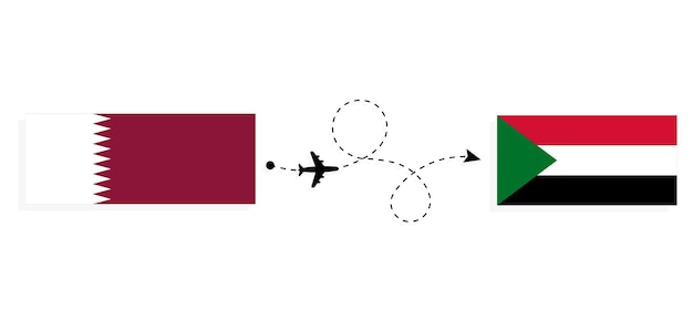 Vuelo y viaje de Qatar a Sudán en avión de pasajeros Concepto de viaje