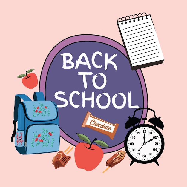 De vuelta al diseño vectorial de clipart de la escuela