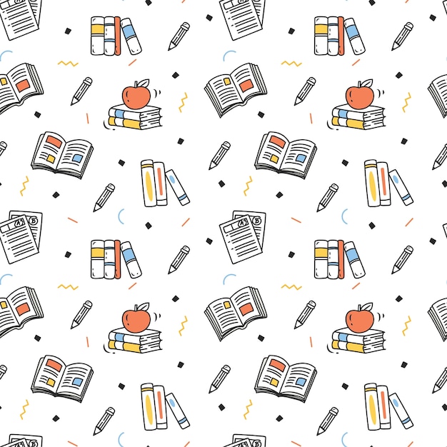 De vuelta al fondo de la escuela en estilo doodle