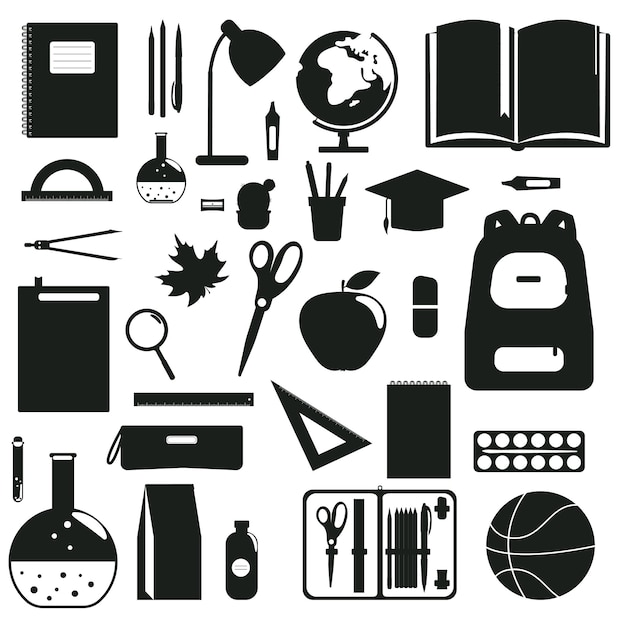 vuelta a la escuela accesorios silueta