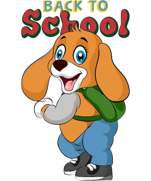 De vuelta a la escuela camiseta vectorial de perro de dibujos animados
