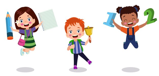De vuelta a la escuela, a la clase y a los estudiantes encantadores y felices.