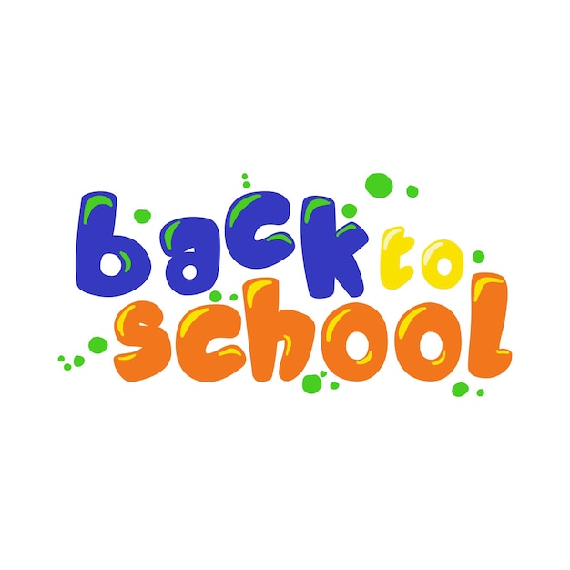 De vuelta a la escuela con colorida tipografía letra diseño de texto para el correo escolar