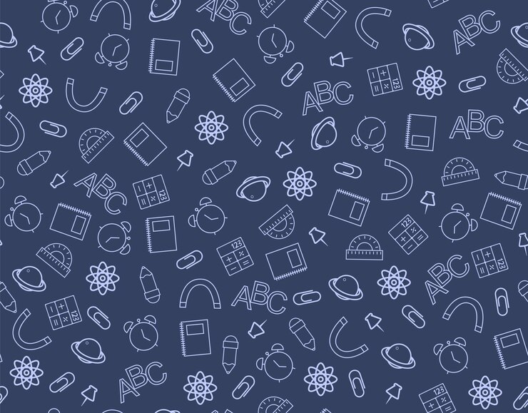 Vector de vuelta a la escuela diseño de clipart de patrón sin costuras materiales educativos escolares patrón sin fin azul