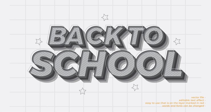 Vector de vuelta a la escuela con efecto de texto de estilo pop art