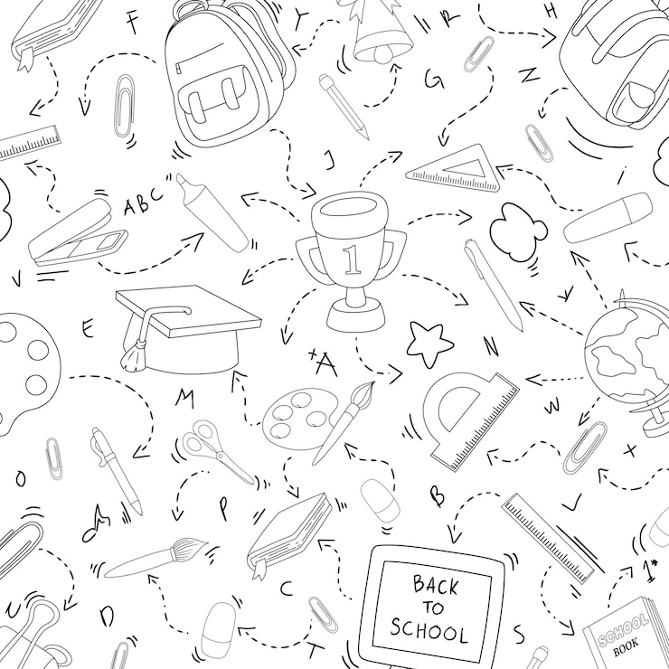 Vector de vuelta a la escuela fondo de la escuela tema doodle