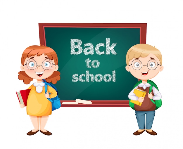De vuelta a la escuela. Linda colegiala y colegial