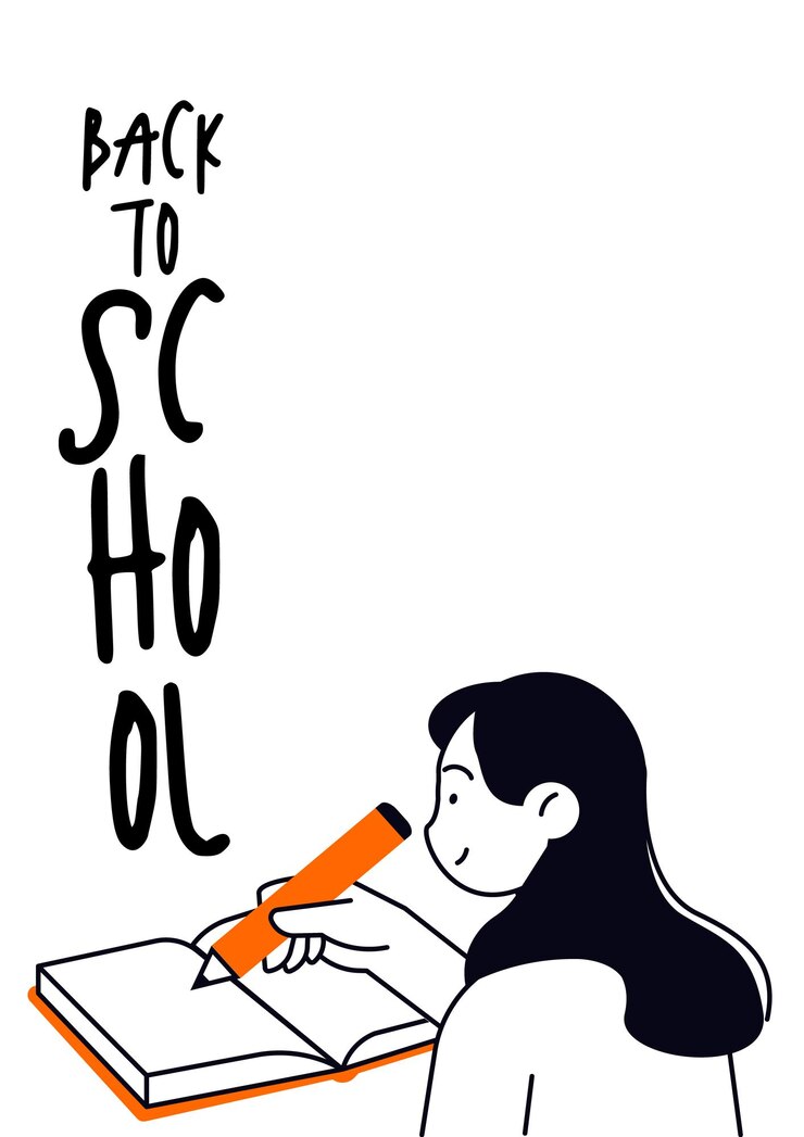 De vuelta a la escuela niña escrita en papel plantilla de diseño de banner de redes sociales