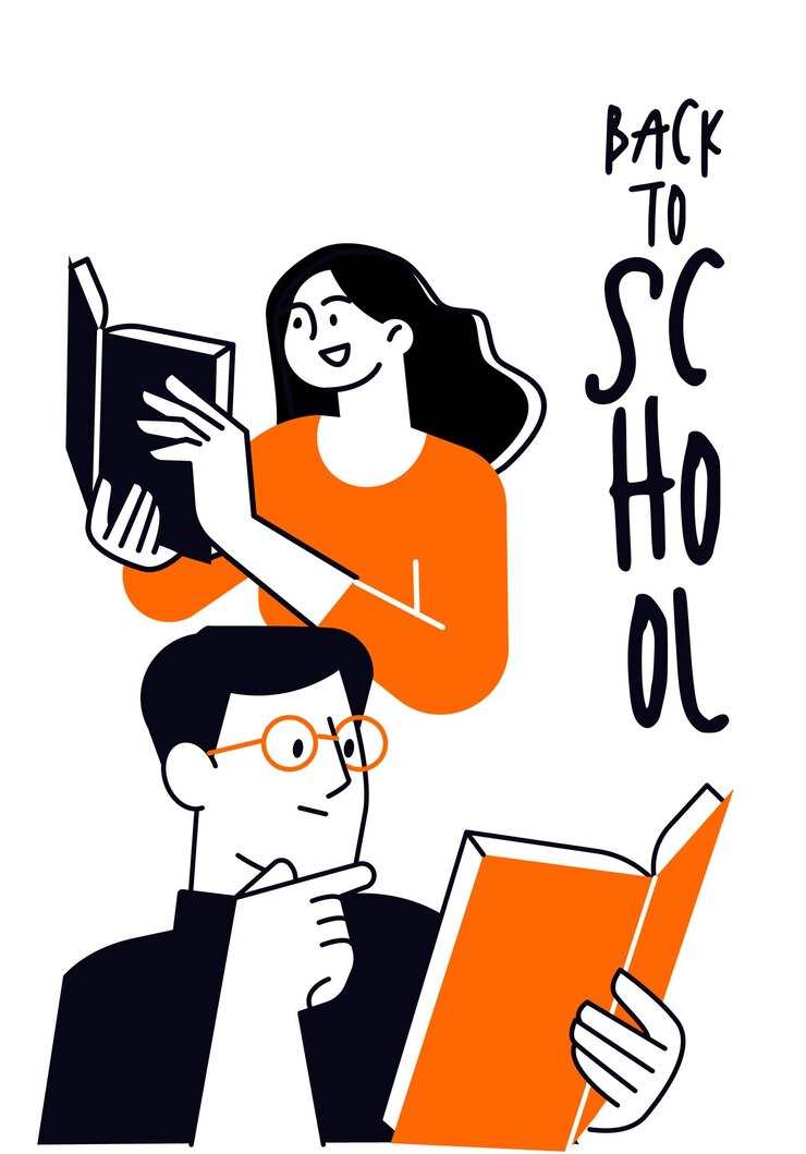 De vuelta a la escuela niña y niño leyendo libros Instagram y Facebook historia