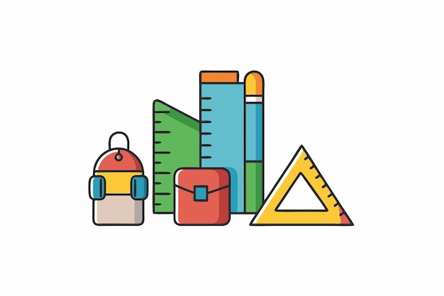 De vuelta a la escuela Patrones coloridos Diseños relacionados con la escuela Ilustración vectorial Clipart de dibujos animados