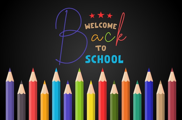 De vuelta a la escuela tipografía con diseño de lápices de color