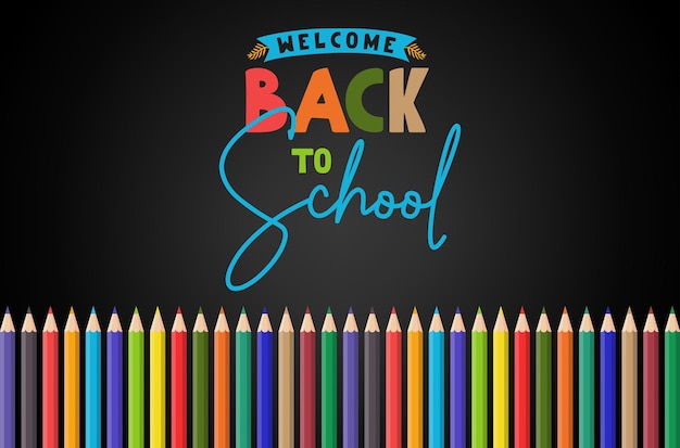 De vuelta a la escuela tipografía con diseño de lápices de color