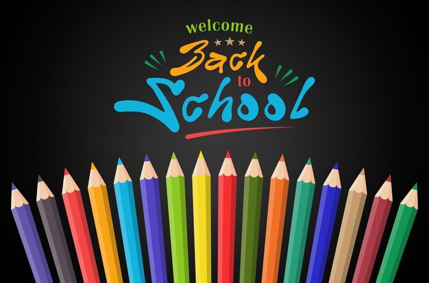 De vuelta a la escuela tipografía con diseño de lápices de color