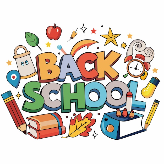 vuelta a la escuela tipografía diseño vectorial