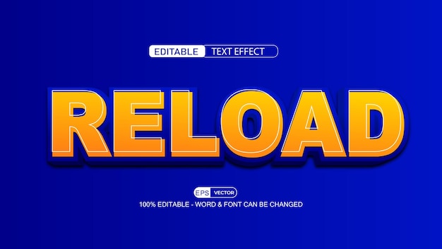 Vuelva a cargar el vector de efecto de texto editable con fondo lindo