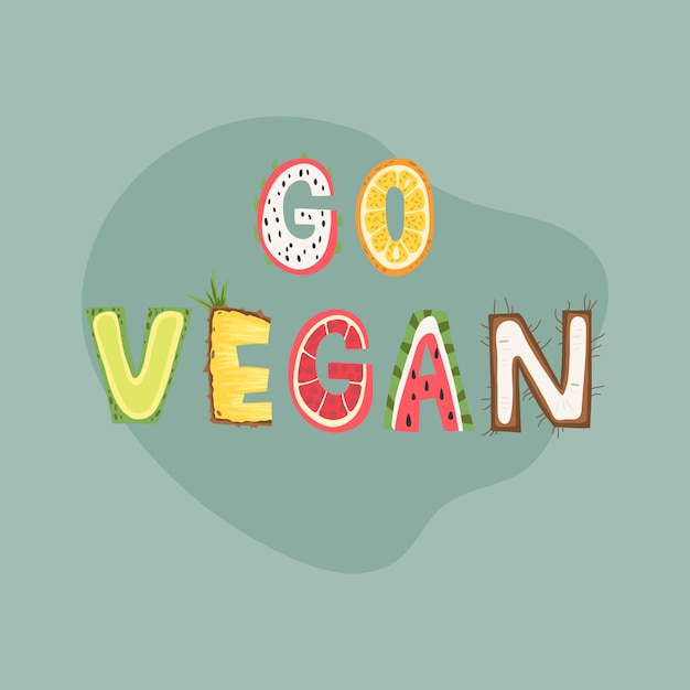 Vector vuélvete vegano - diseño de carteles de letras. ilustración.