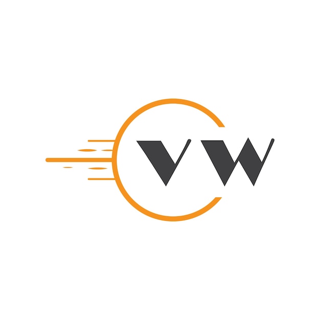 Vw logotipo inicial de monograma con diseño de estilo de círculo