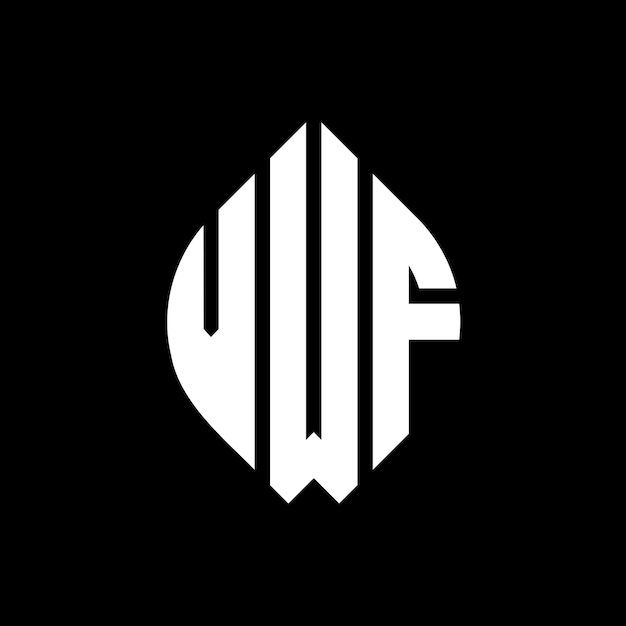 VWF diseño de logotipo de letras circulares con forma de círculo y elipse VWF letras elípticas con estilo tipográfico Las tres iniciales forman un logotipo de círculo VWF círculo emblema monograma abstracto letra marca vector