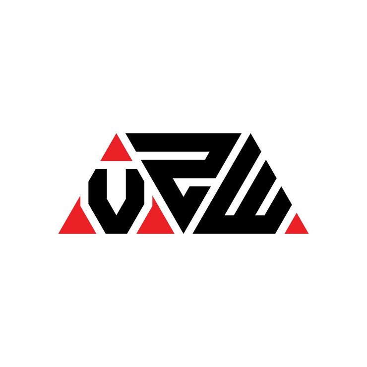 Vector vzw triángulo letra diseño de logotipo con forma de triángulo vzw logotipo triángulo diseño monograma vzw modelo de logotipo vectorial triángulo con color rojo logotipo triangular vzw sencillo elegante y lujoso logotipo vzw