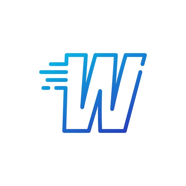 W, carta, tablero, rápido, rápido, digital, marca, línea, contorno, logotipo, vector, icono, ilustración