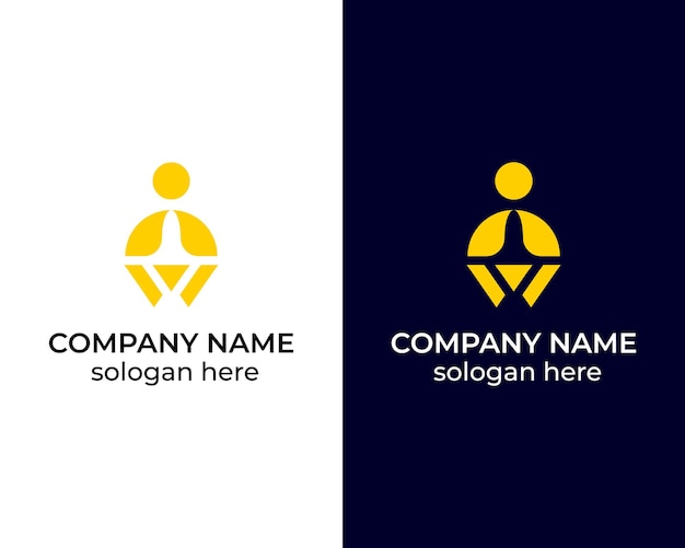 W creativo con hombres fitness y gimnasio diseño de logotipo plantilla vectorial
