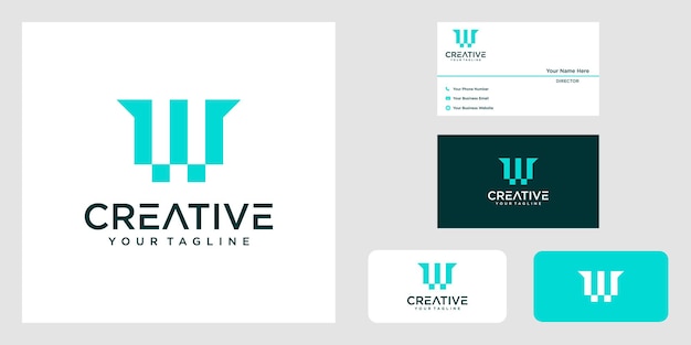 w diseño de logotipo Vector Premium