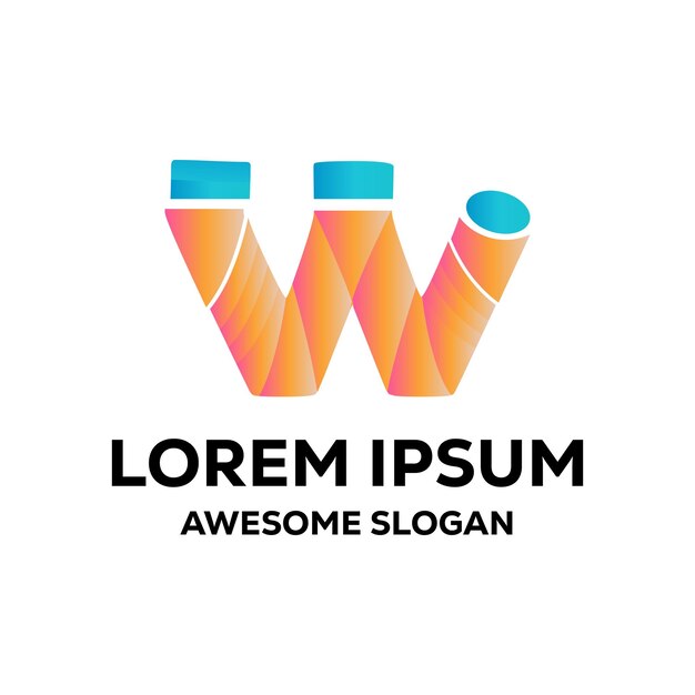 w gradiente inicial del logotipo diseño vectorial colorido con estilo 3D