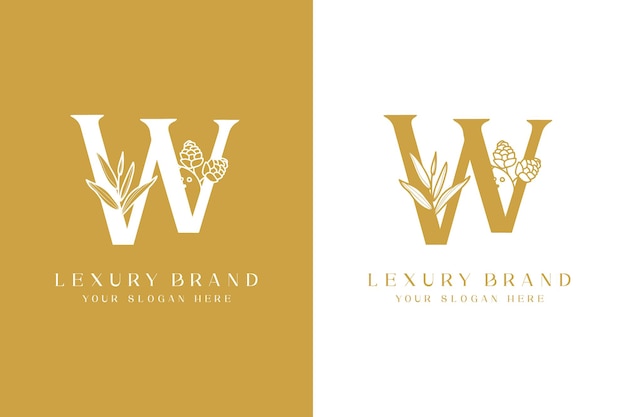 w logotipo de monograma inicial de lujo para bodas