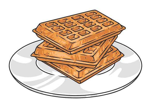 Waffles frescos emblema vintage de colores