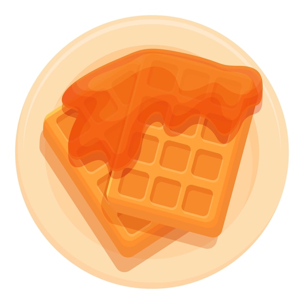 Waffles jarabe de arce icono vector de dibujos animados producto dulce
