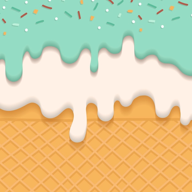 Vector waffles con vector de plantilla de anuncios sociales de helado cremoso
