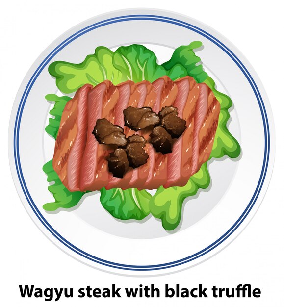 Vector wagyu bistec con trufa negra